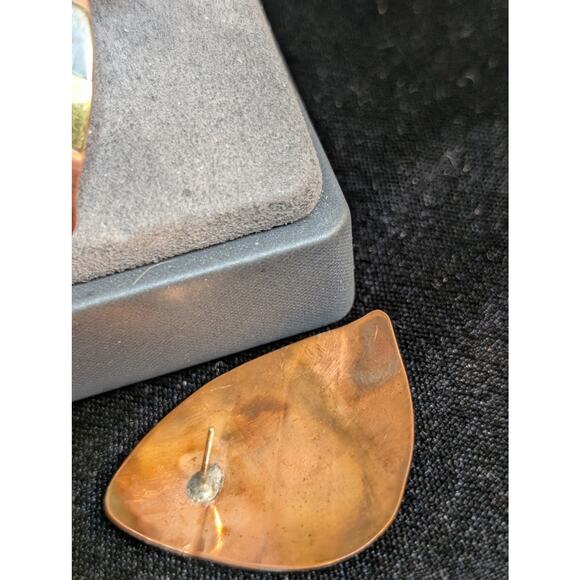 Vintage Mixed Metal Inlay 'Striped' Post Earrings - Picture 4 of 7